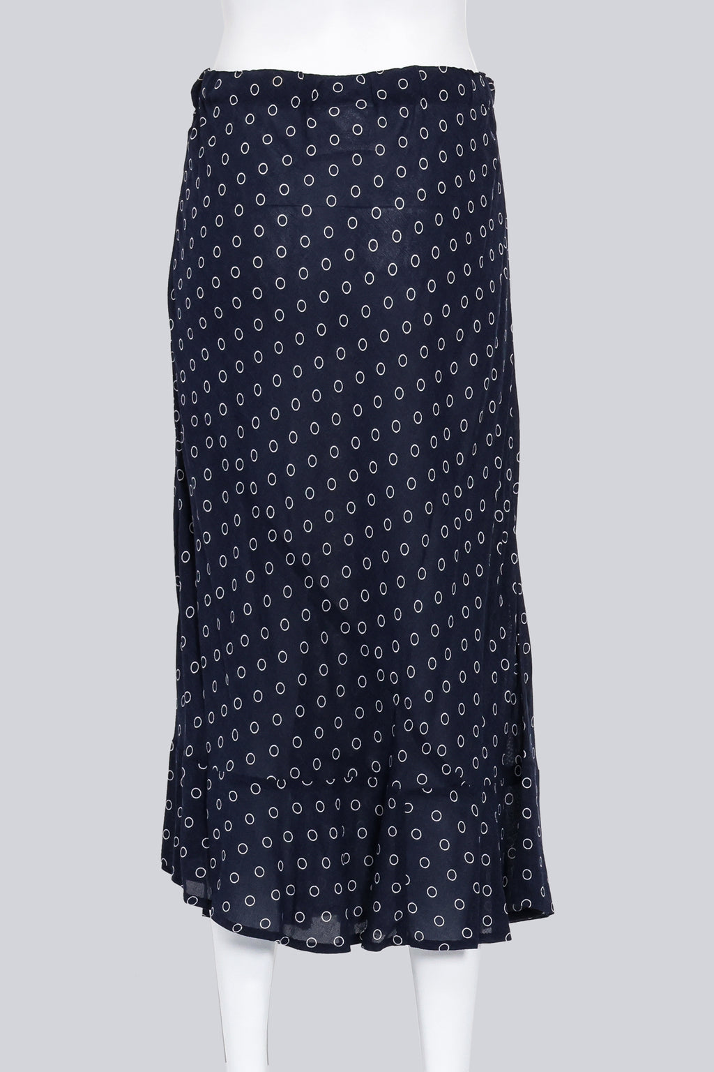 COMME DES GARCONS - A NAVY MAXI SKIRT WITH A WHITE RING PATTERN