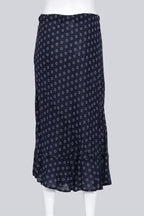 COMME DES GARCONS - A NAVY MAXI SKIRT WITH A WHITE RING PATTERN