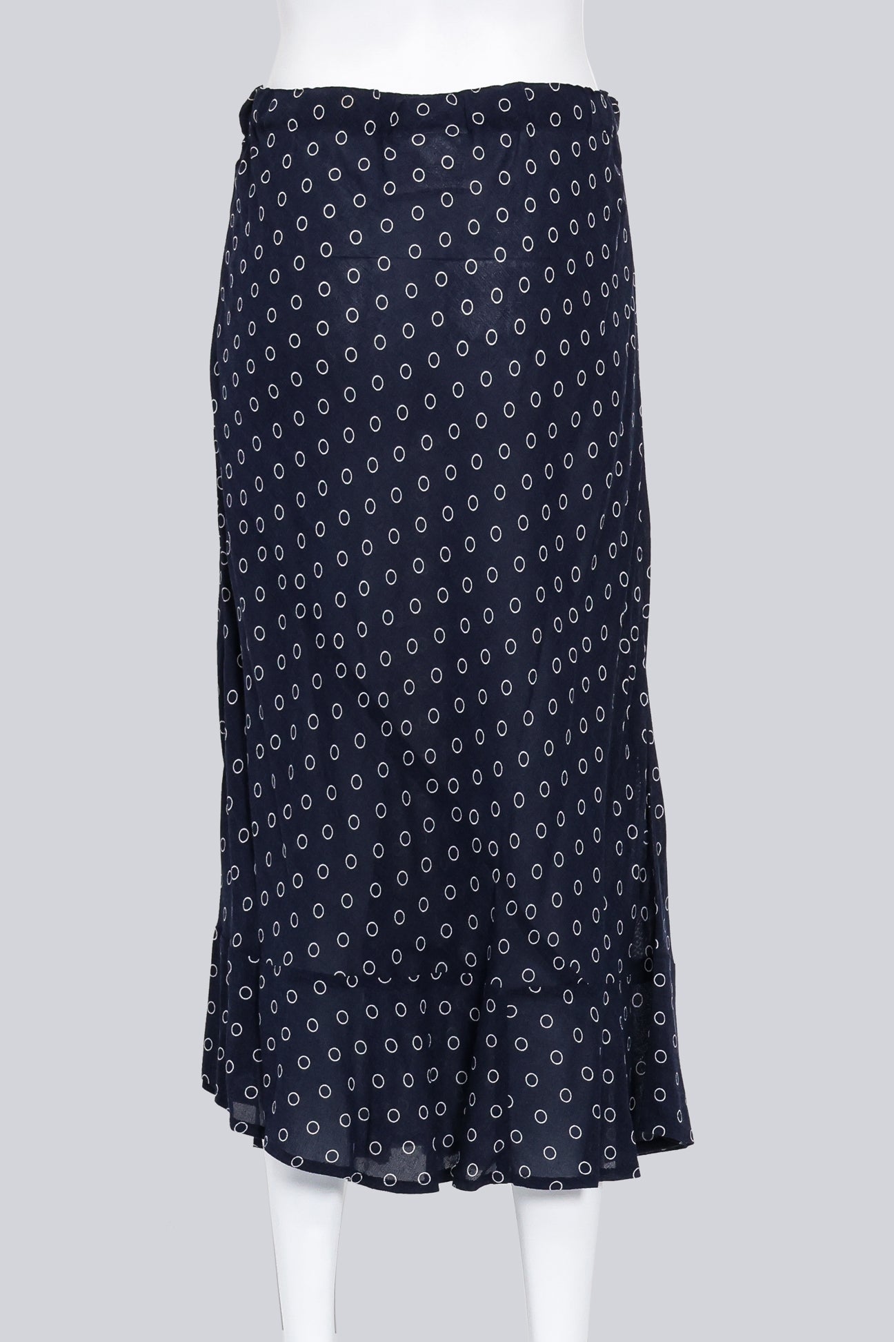 COMME DES GARCONS - A NAVY MAXI SKIRT WITH A WHITE RING PATTERN