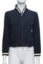 PRADA - A BLACK BOMBER JACKET WITH WHITE TRIM