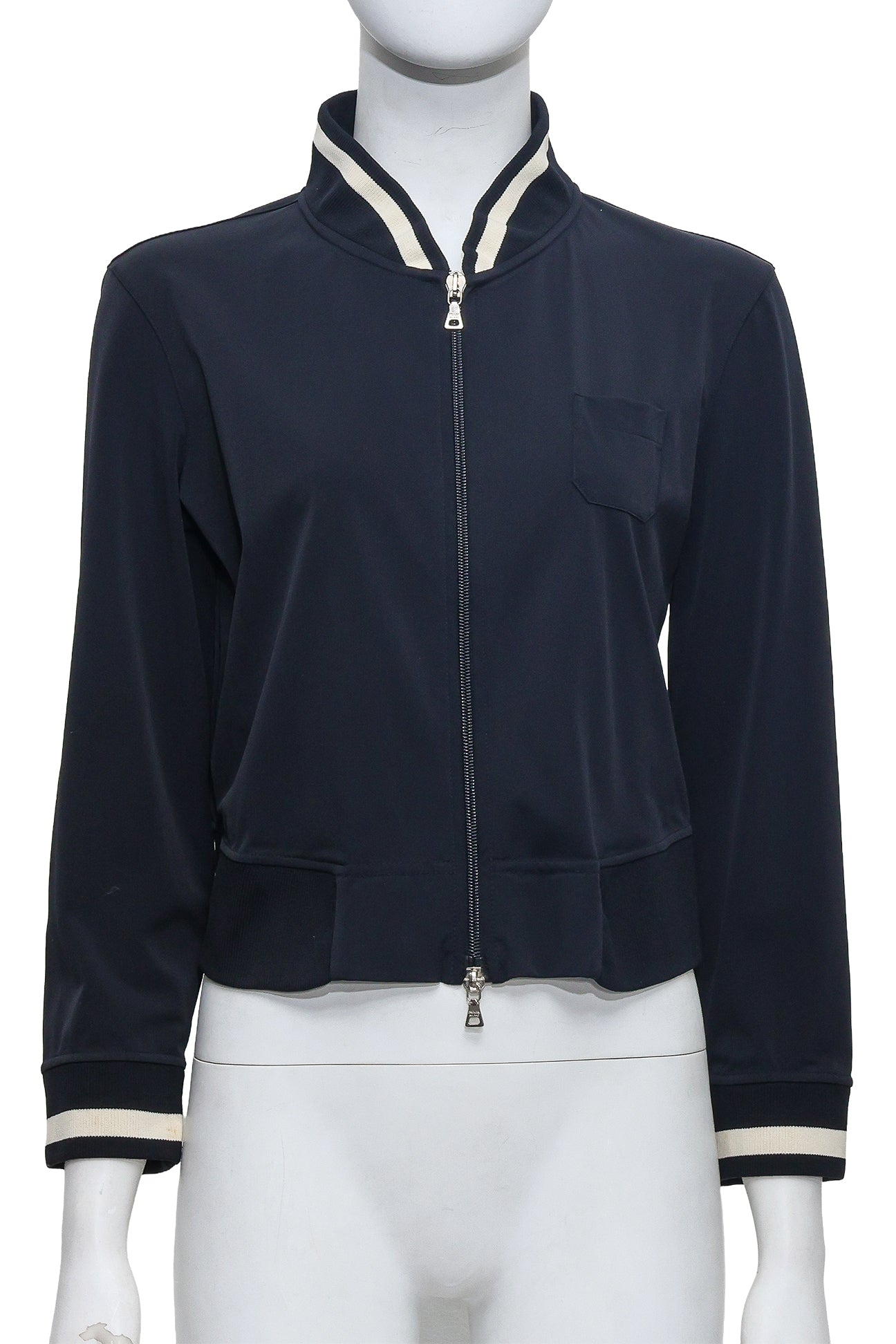 PRADA - A BLACK BOMBER JACKET WITH WHITE TRIM