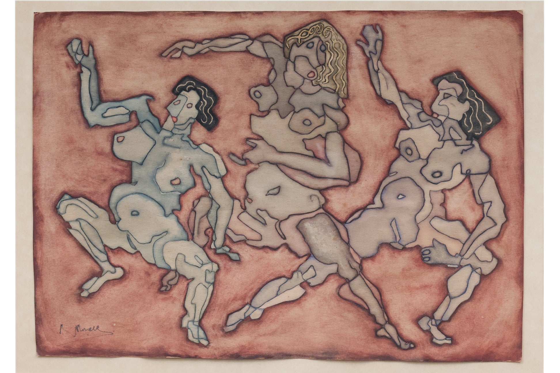 ATT. TO PIT MORELL (GERMAN B.1939) - THREE DANCING FEMALE FIGURES