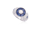 A DIAMOND AND SAPPHIRE RING