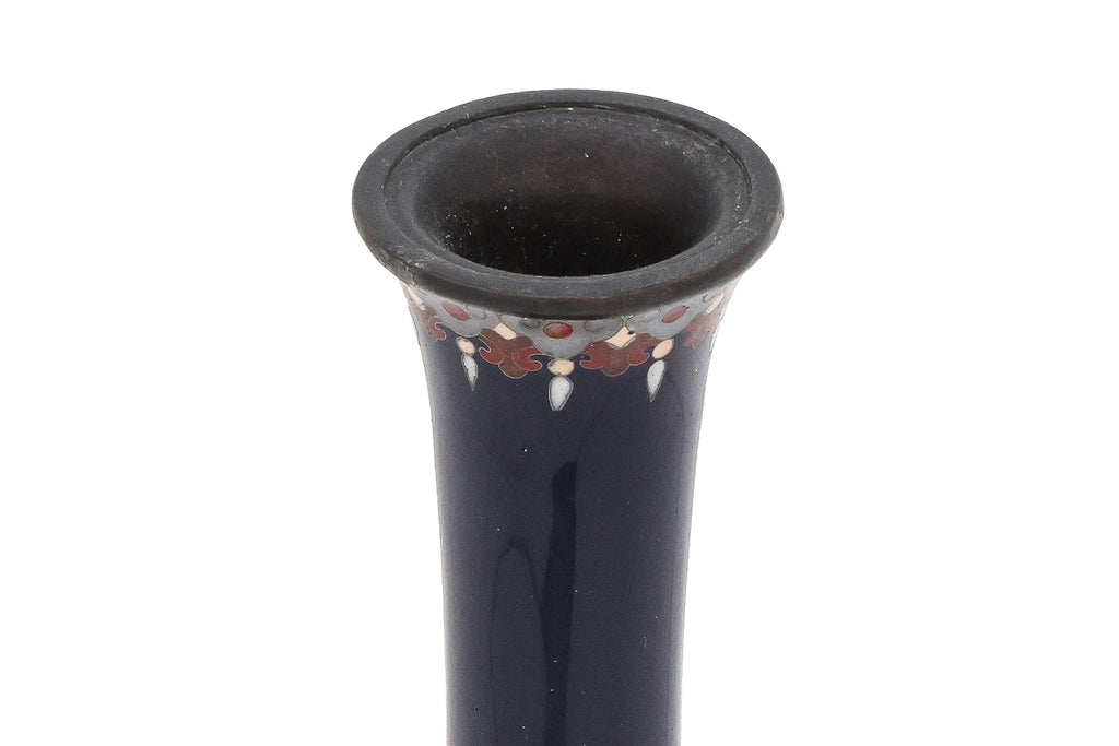 A JAPANESE CLOISONNE MIDNIGHT-BLUE ENAMELLED DRAGON VASE