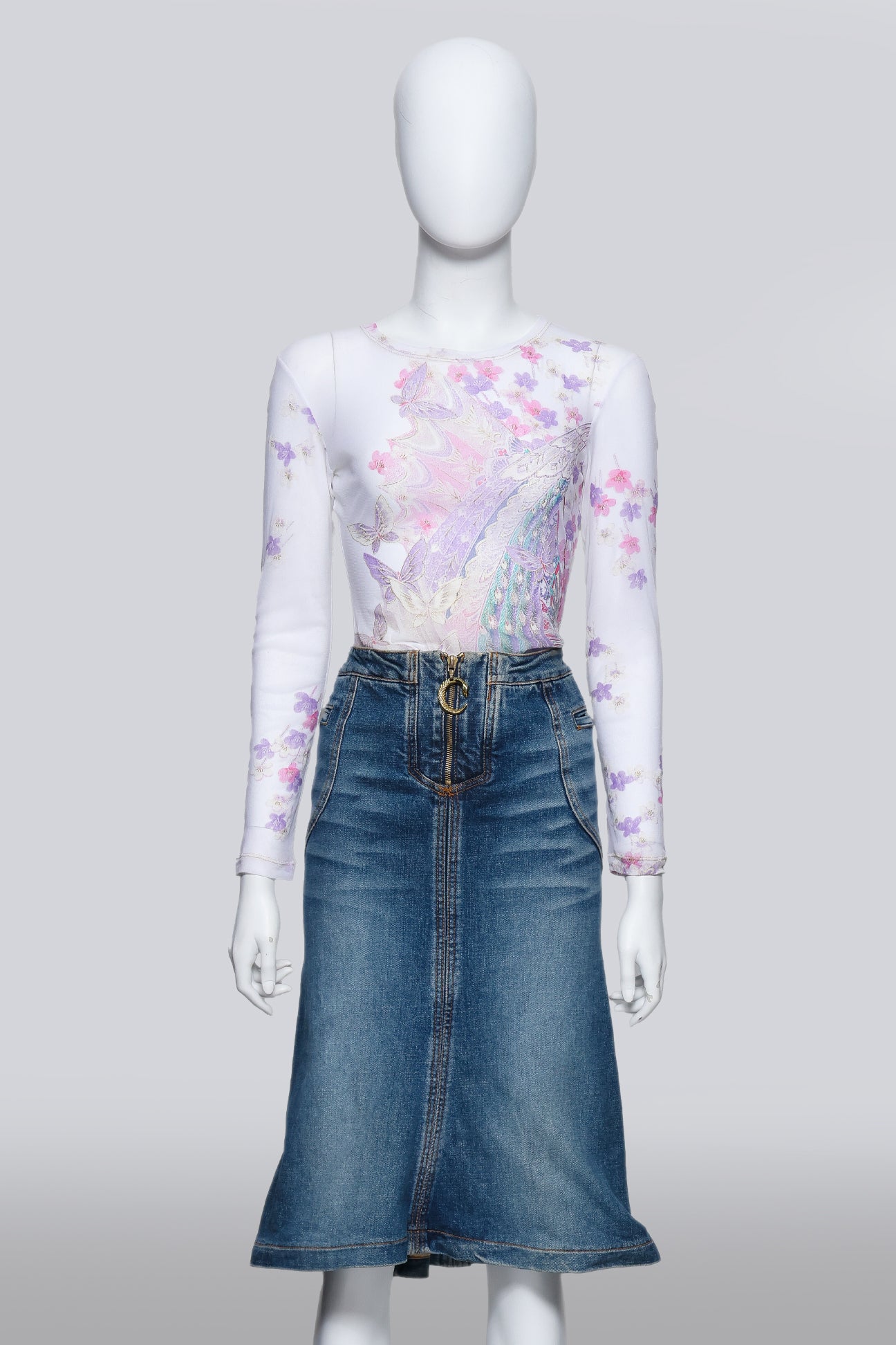 ROBERTO CAVALLI - A FLORAL DENIM ENSEMBLE