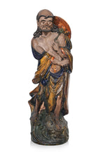 A VERY LARGE SHIWAN POTTERY FIGURE OF A LUOHAN