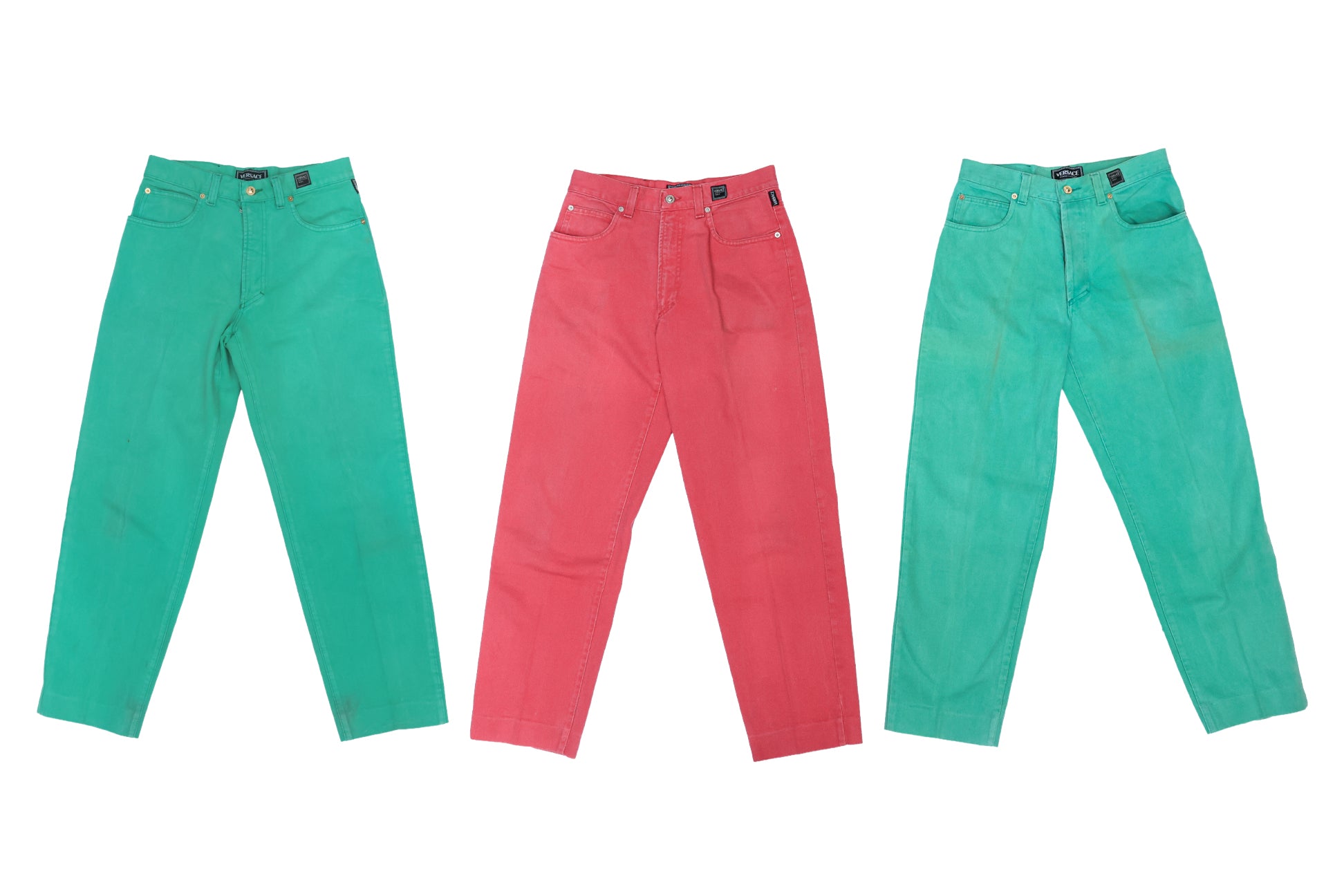 VERSACE JEANS COUTURE - THREE PAIRS OF COLOURED JEANS