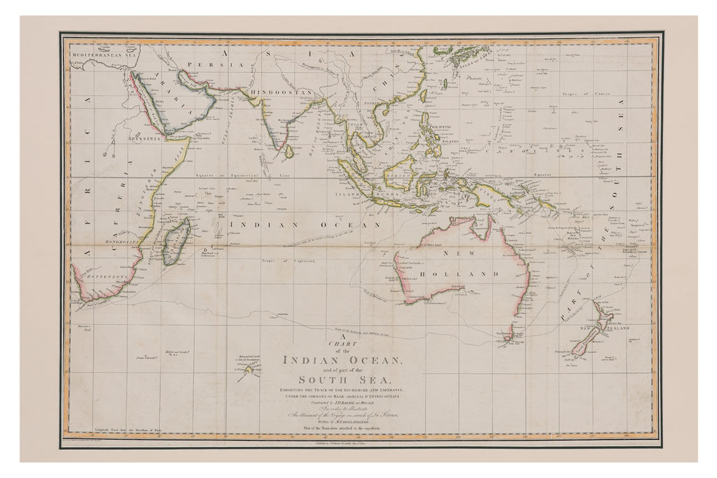A CHART OF THE INDIAN OCEAN AND PART OF THE SOUTH SEA, JEAN-DENIS BARBIE DU BOCAGE, 1800