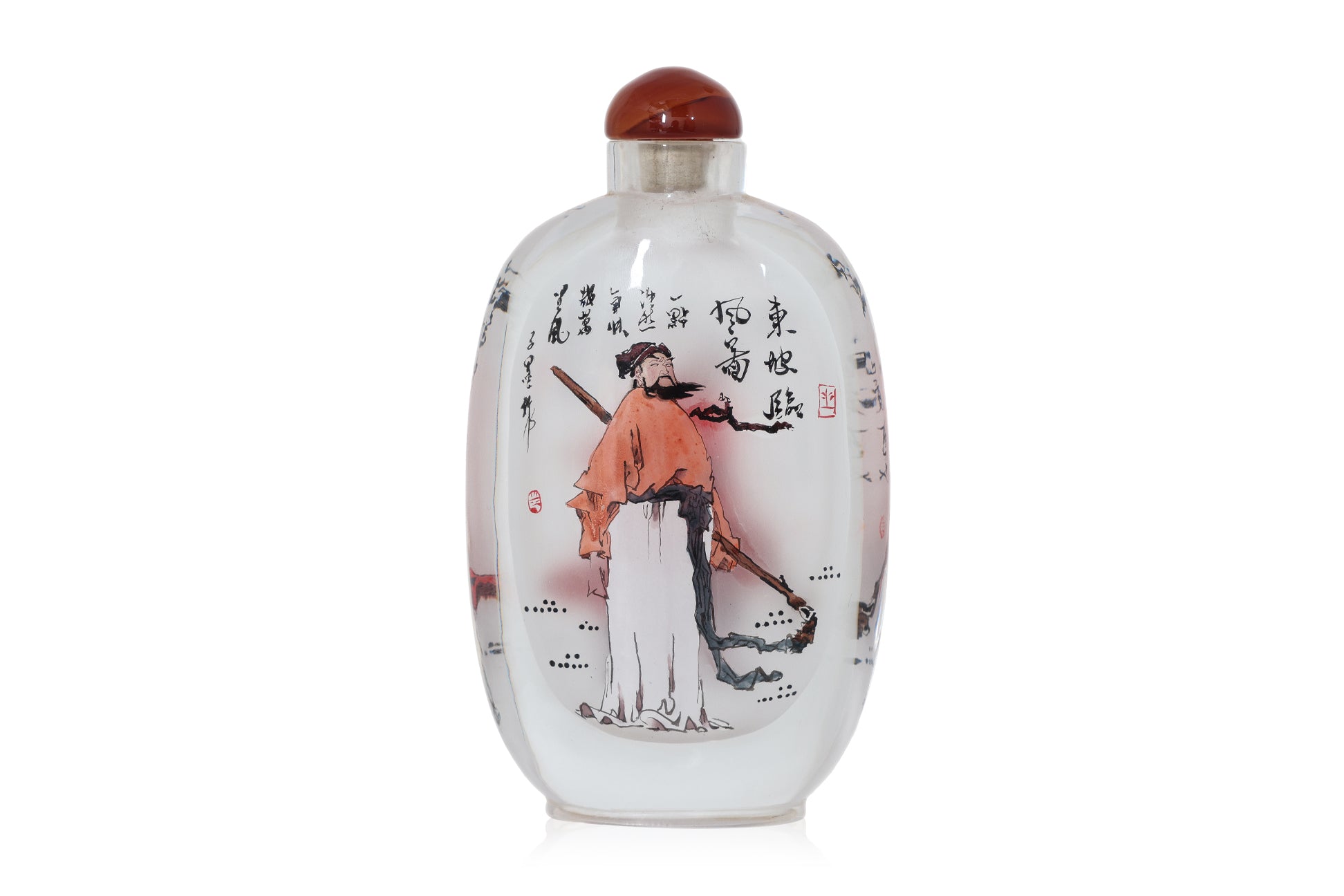 A LARGE CHINESE INSIDE PAINTED GLASS SNUFF BOTTLE