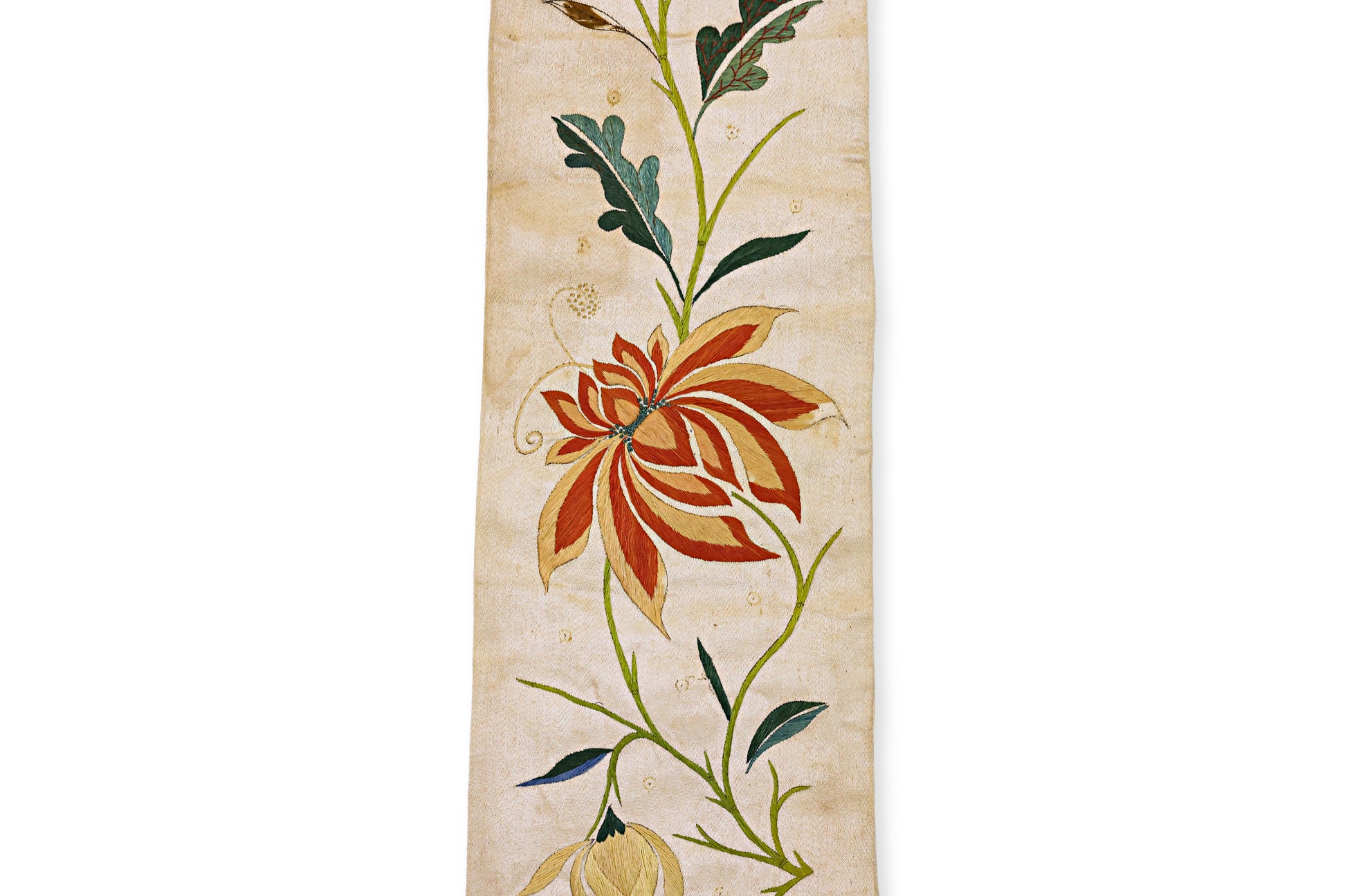 A PAIR OF WEDDING BED EMBROIDERED SILK TASSELED HANGINGS