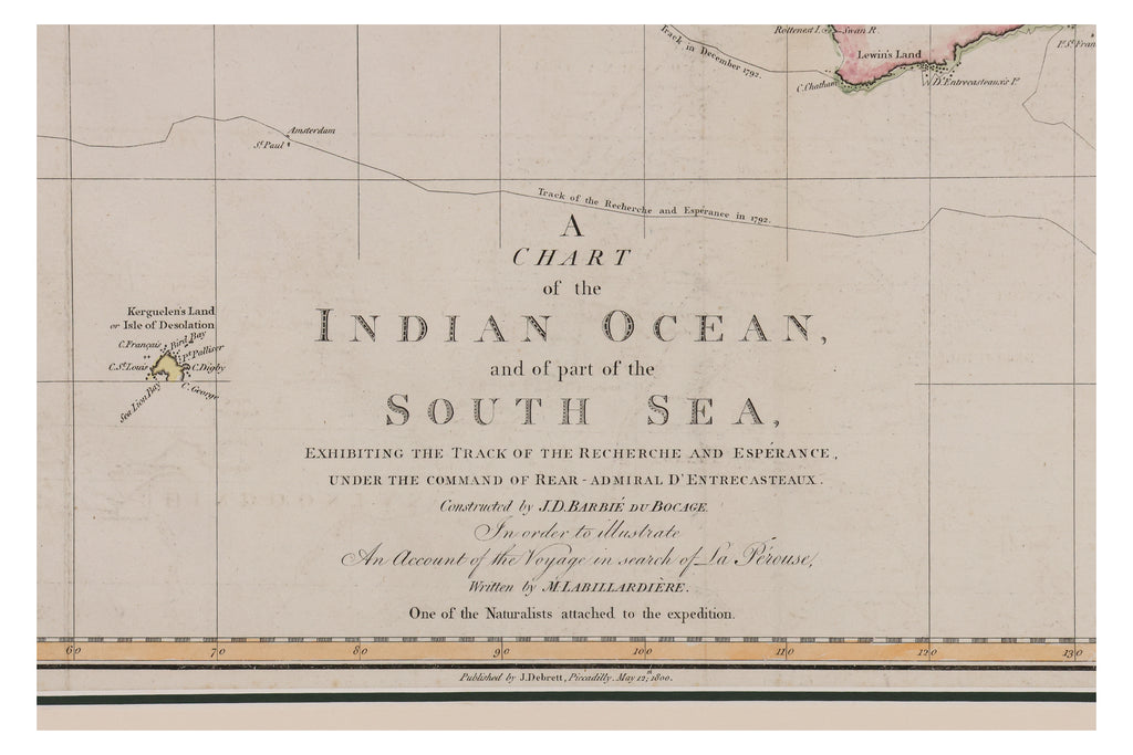 A CHART OF THE INDIAN OCEAN AND PART OF THE SOUTH SEA, JEAN-DENIS BARBIE DU BOCAGE, 1800