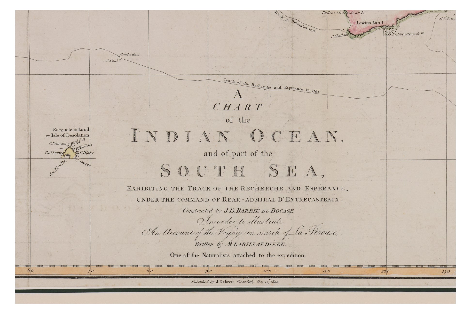 A CHART OF THE INDIAN OCEAN AND PART OF THE SOUTH SEA, JEAN-DENIS BARBIE DU BOCAGE, 1800