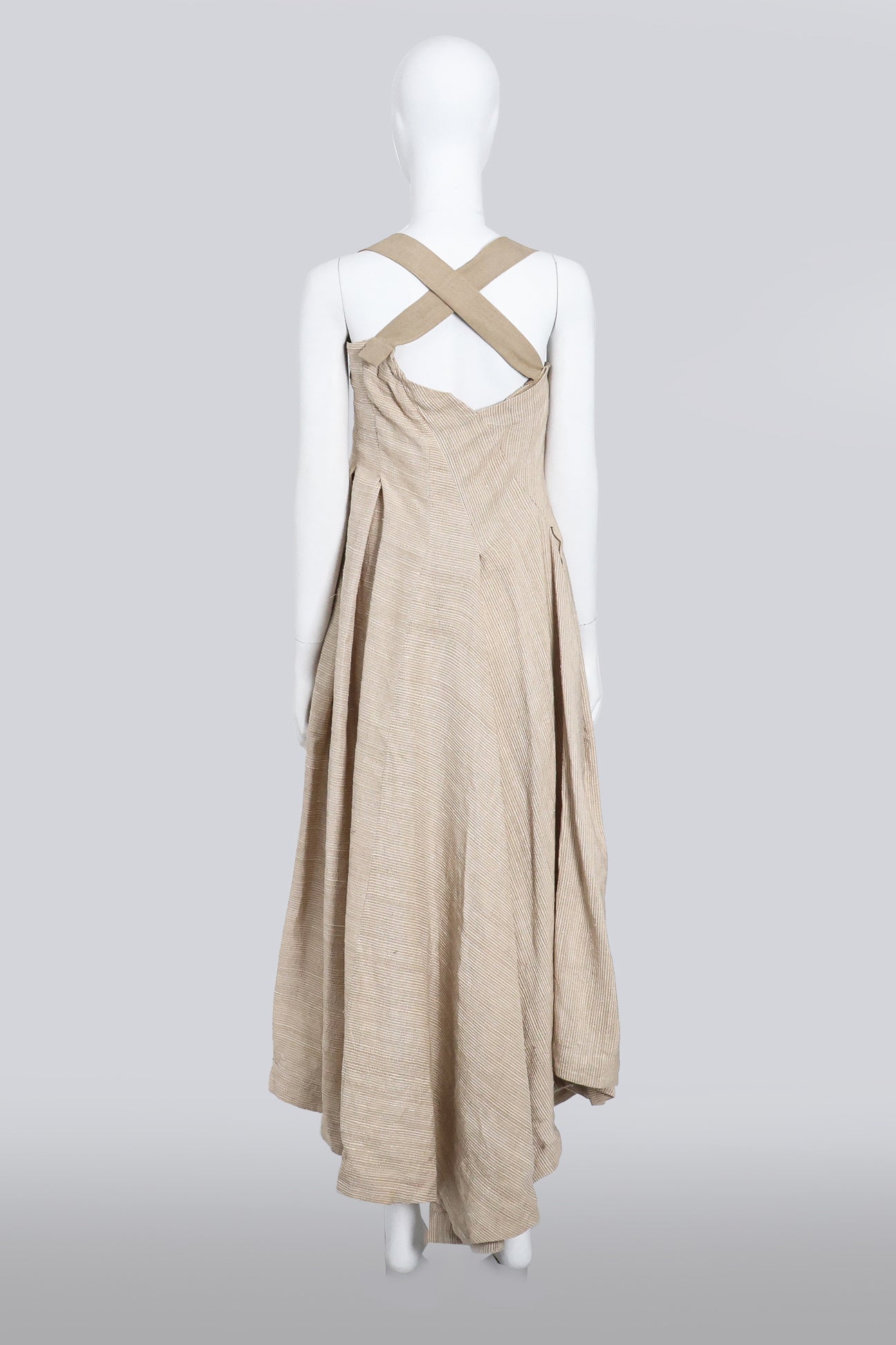 AKIRA - A SILK BEIGE APRON DRESS
