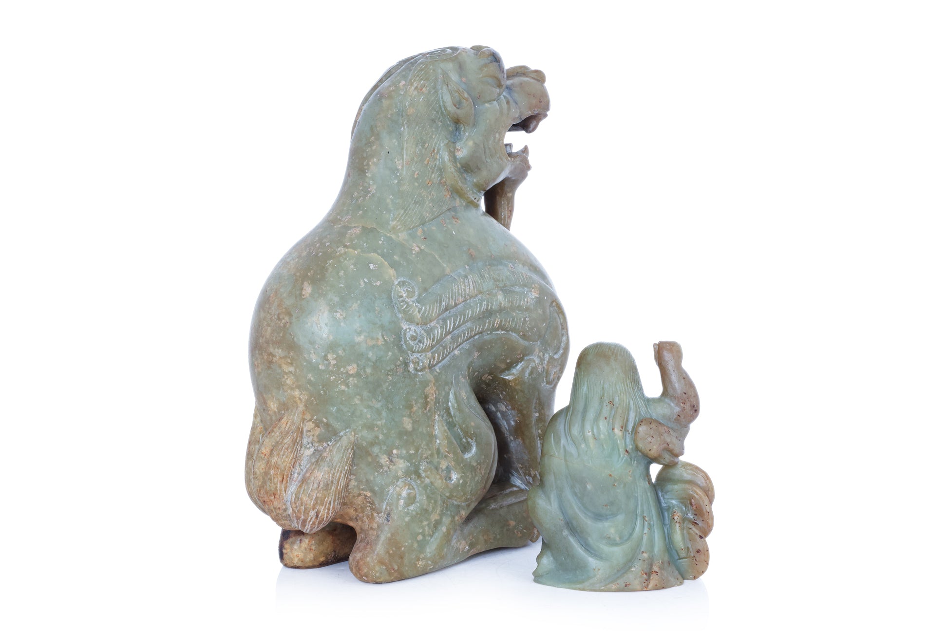 TWO GREEN JADE CARVINGS