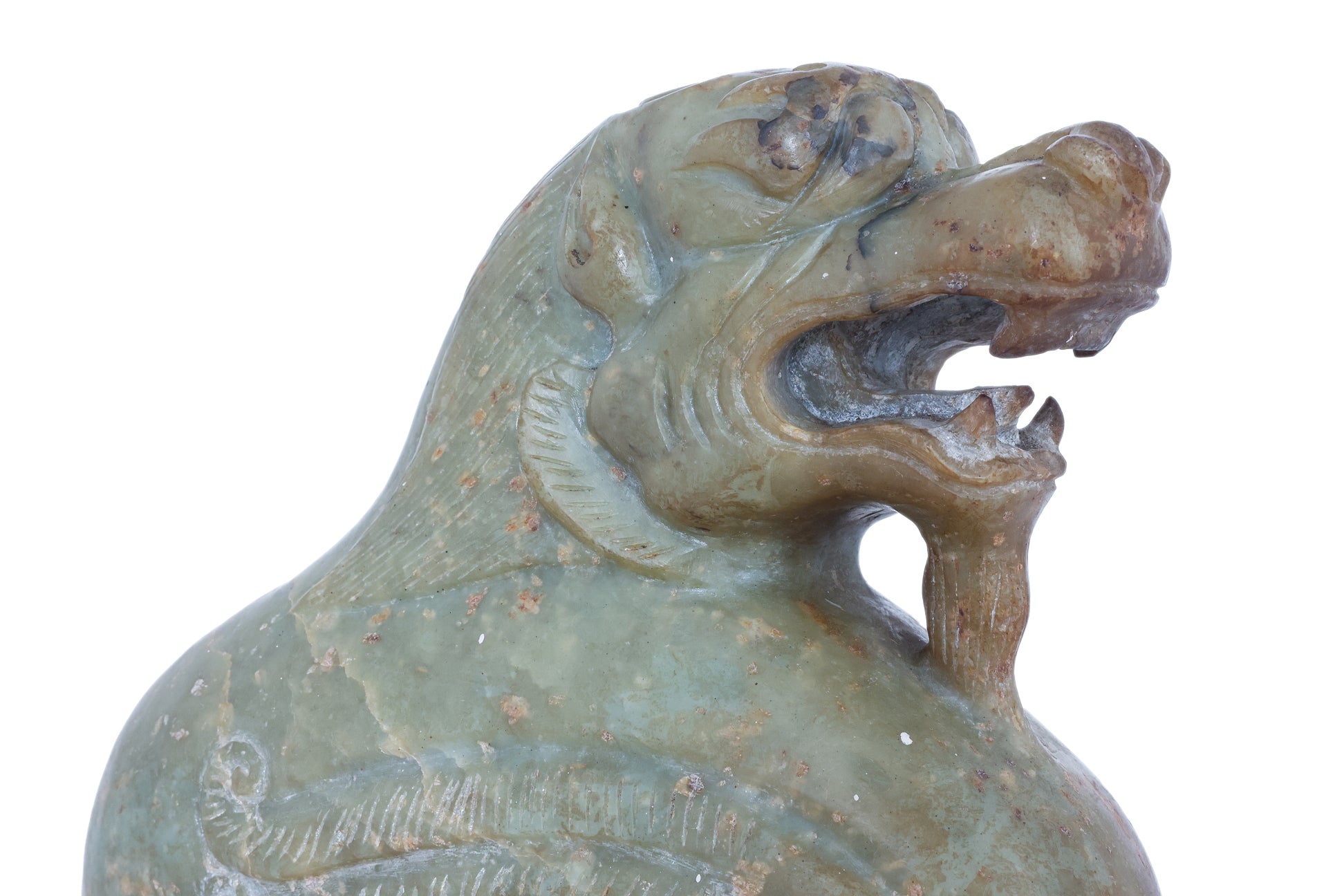 TWO GREEN JADE CARVINGS