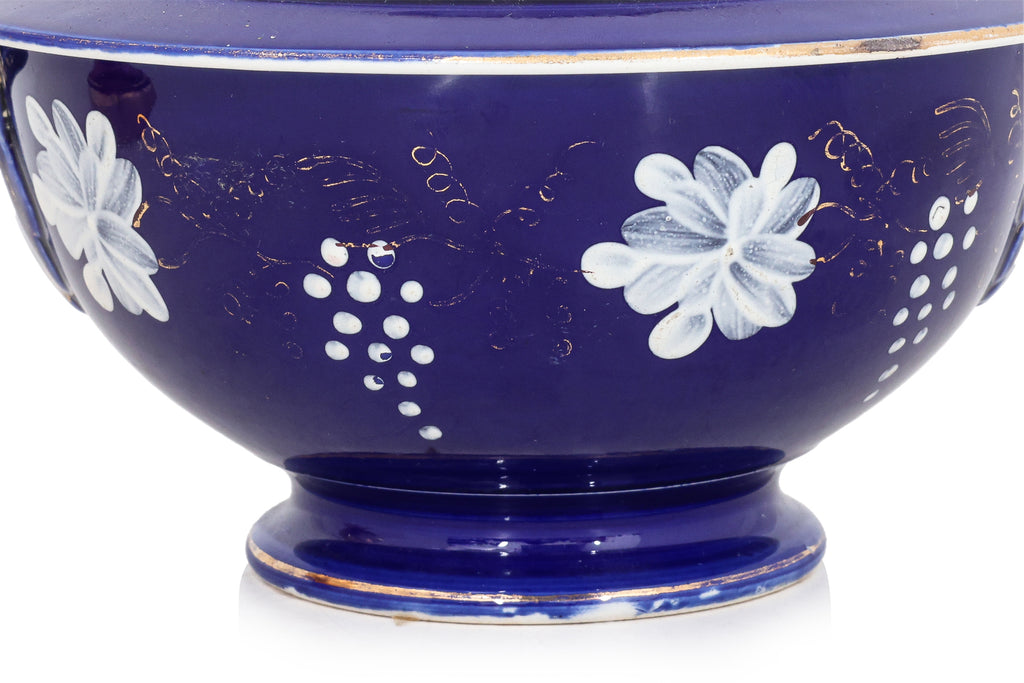 A SARREGUEMINES RICE BOWL AND A BOMEHIAN RUBY GLASS VASE