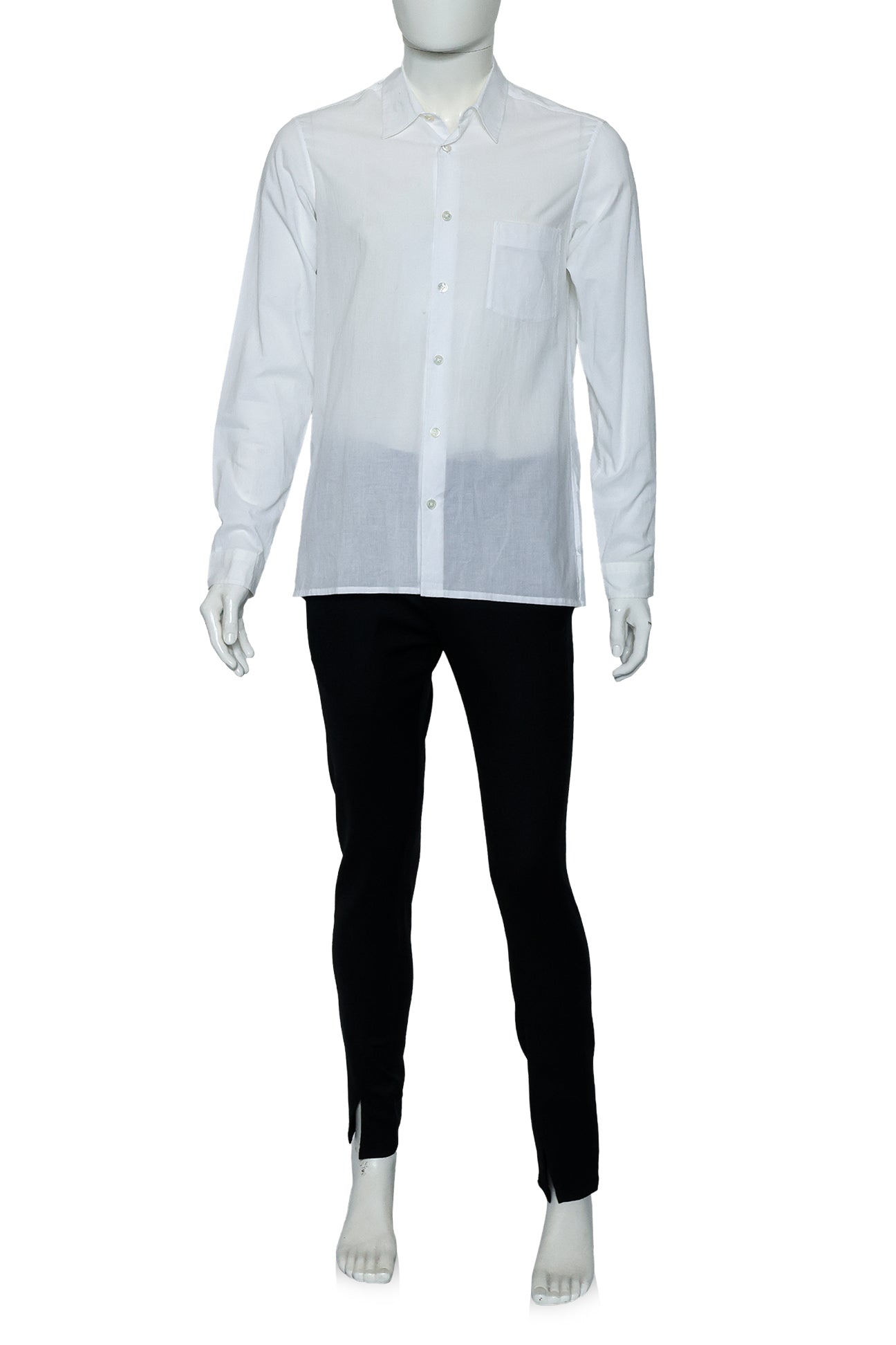 ANN DEMUELEMEESTER - A WHITE SHIRT AND BLACK TROUSERS ENSEMBLE