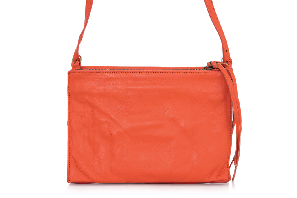 BALENCIAGA - AN ORANGE 'PAPIER' ENVELOPE CLUTCH