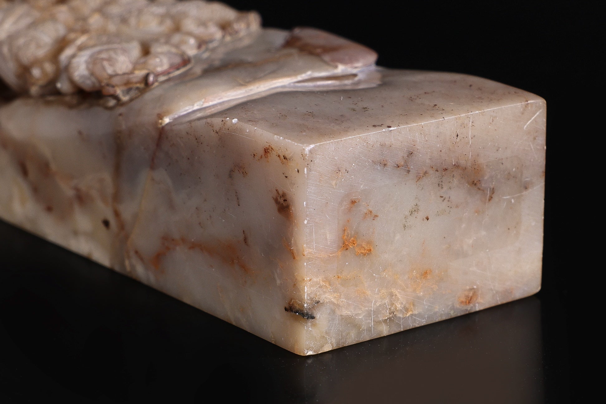 A CARVED SOAPSTONE DRAGON SEAL