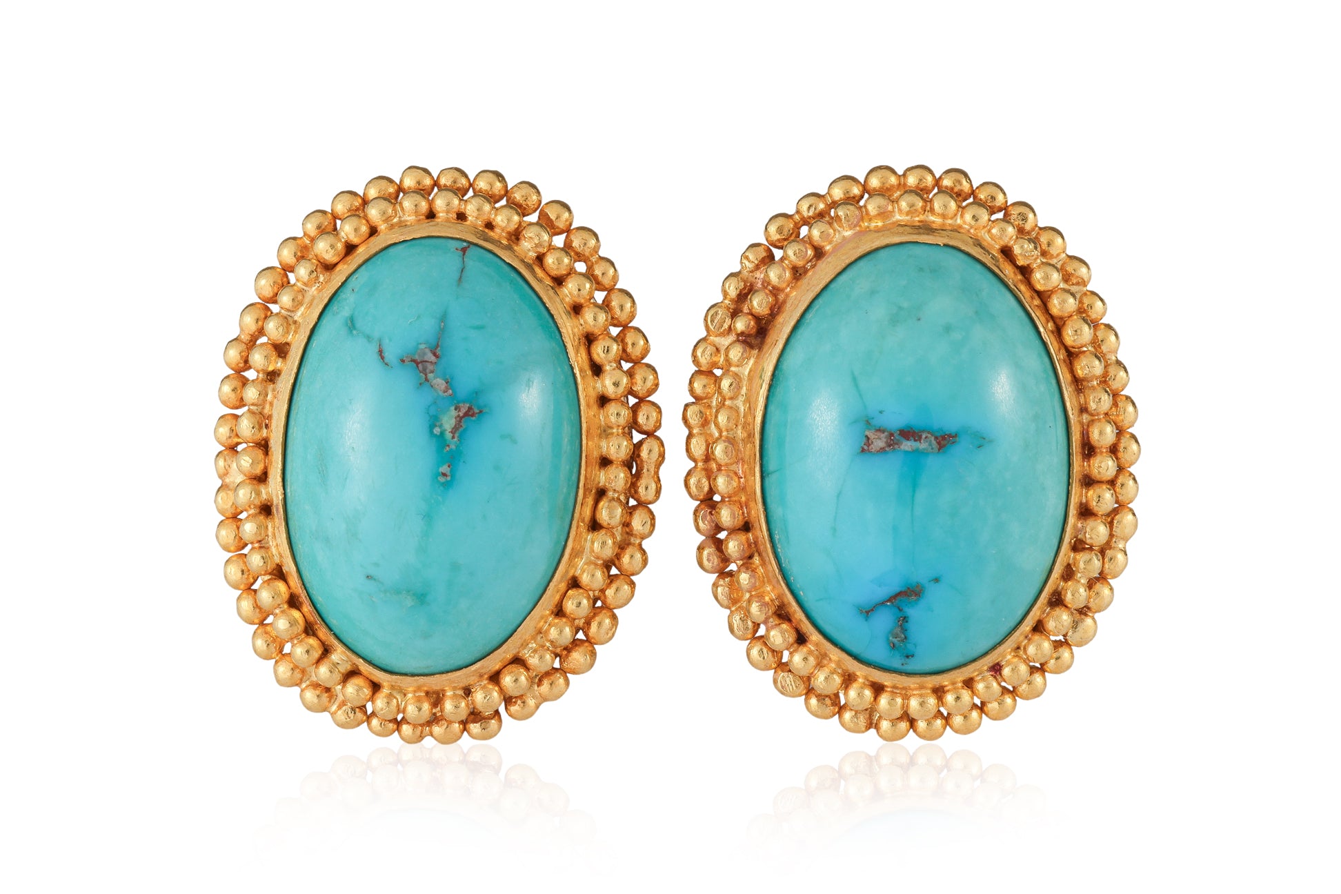 A PAIR OF TURQUOISE STUD EARRINGS