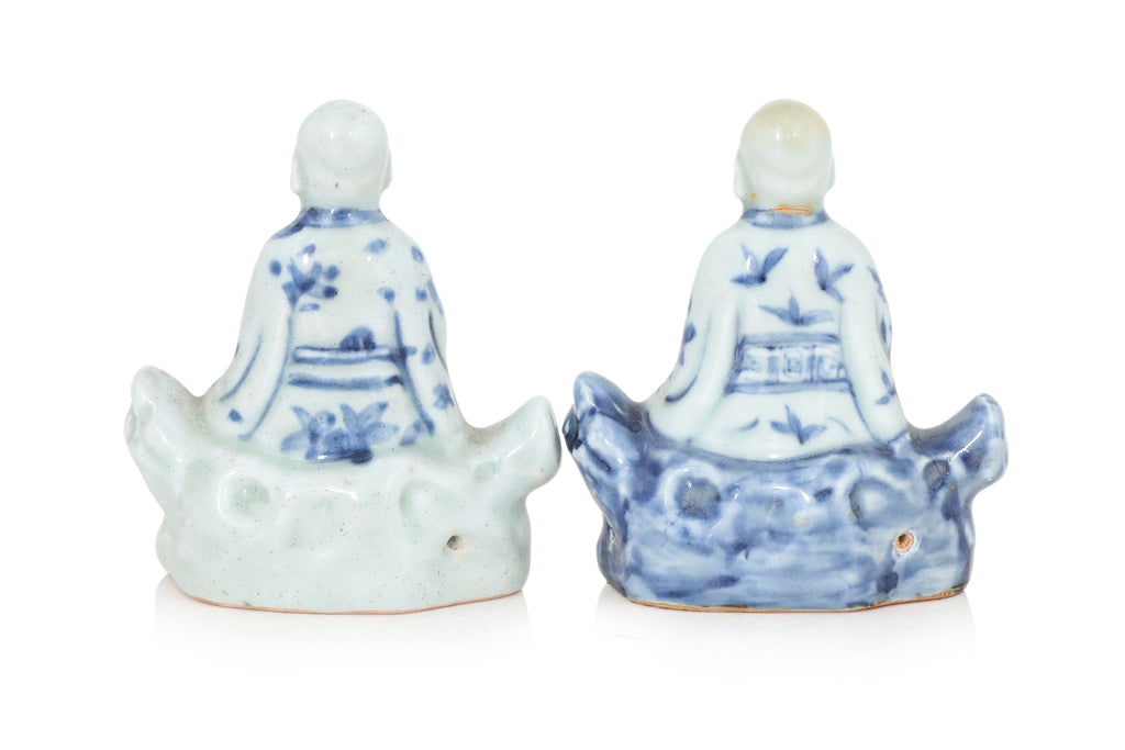 TWO BLUE AND WHITE PORCELAIN FIGURES