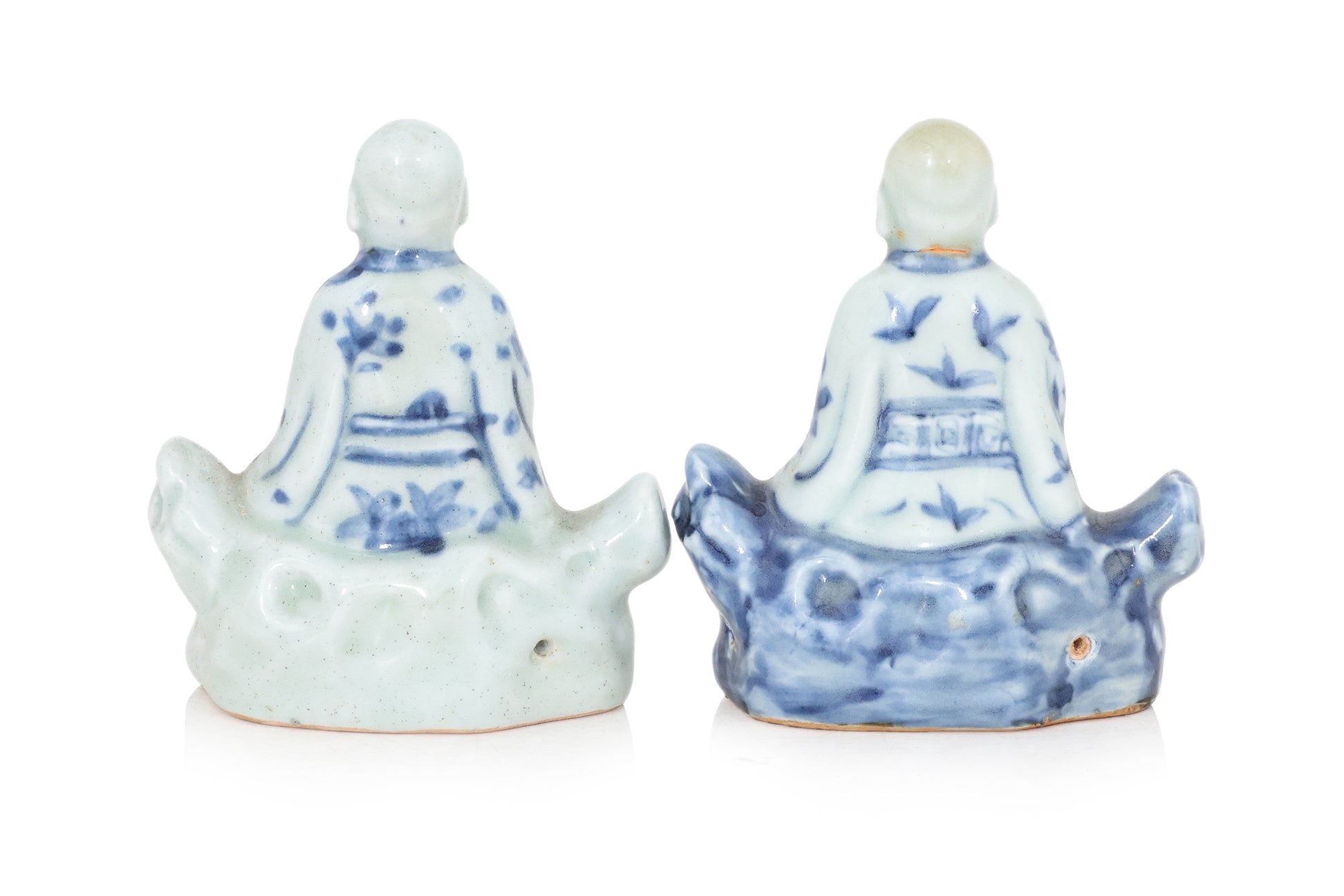 TWO BLUE AND WHITE PORCELAIN FIGURES