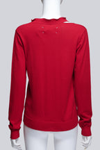 MAISON MARTIN MARGIELA - A RED SCALLOPED CARDIGAN