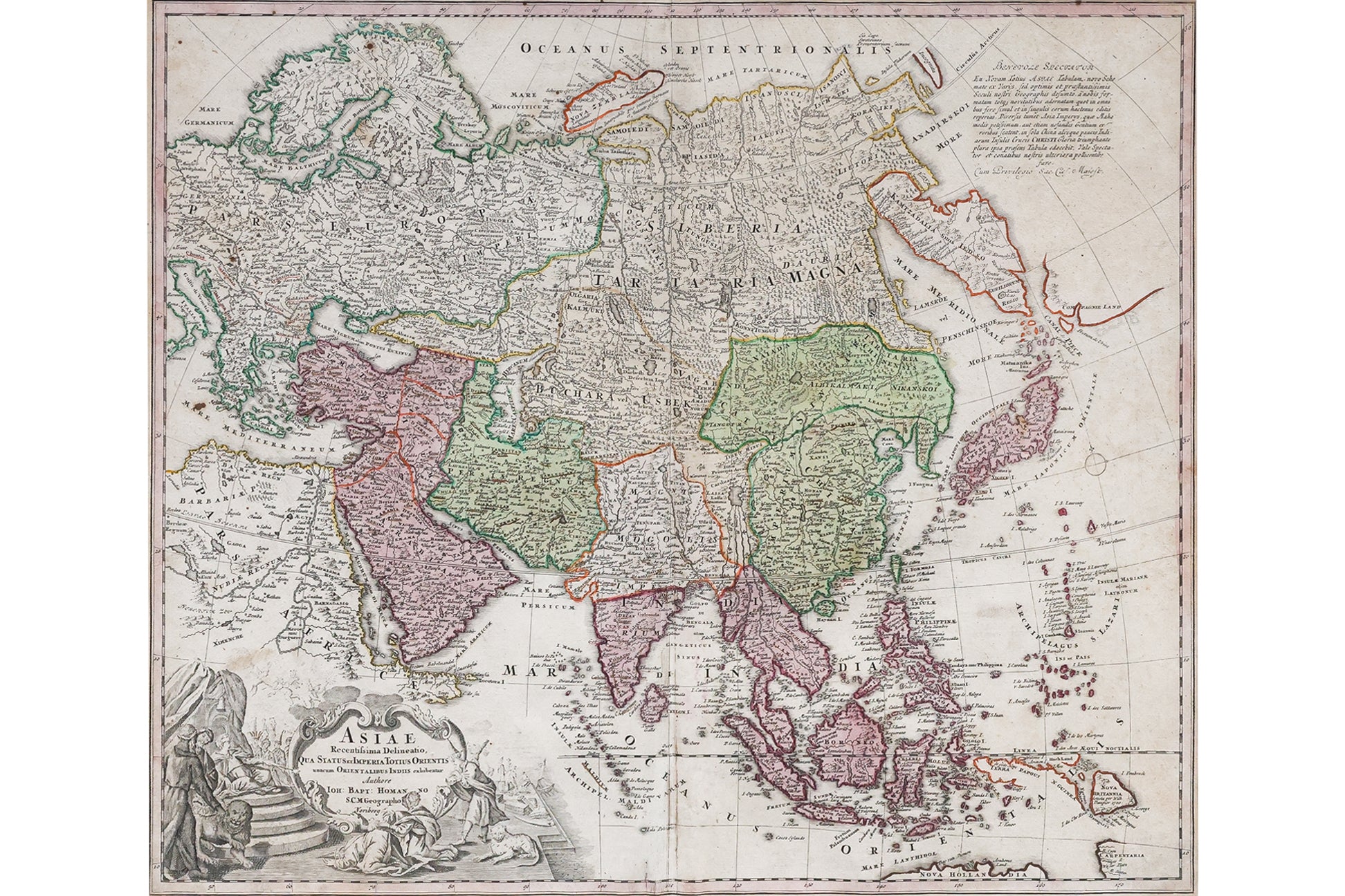 A 1720 GERMAN MAP OF ASIA
