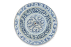 A GROUP OF BLUE AND WHITE PLATES AND A SWEET PEA BOWL