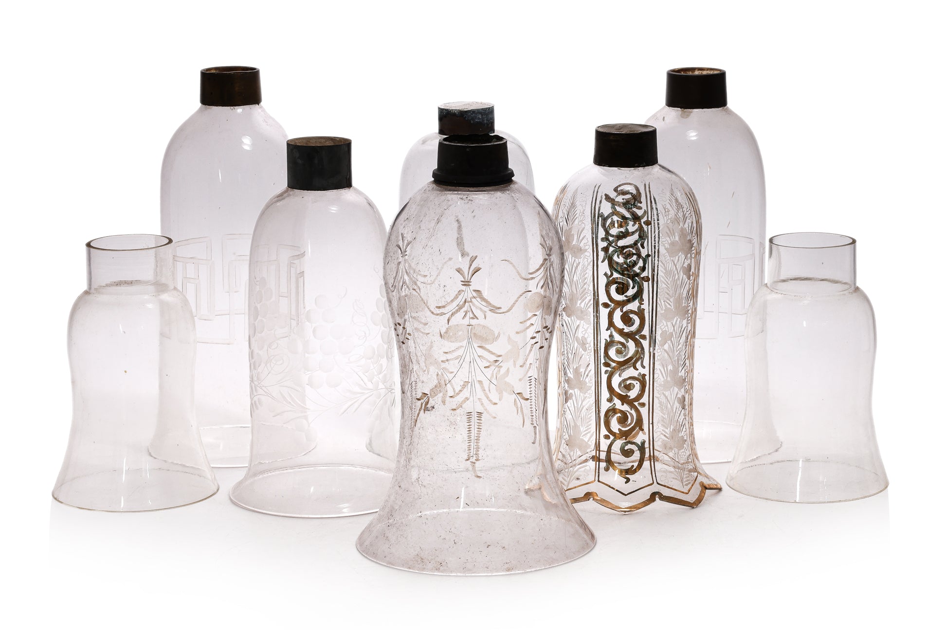 A GROUP OF 23 GLASS LANTERN SHADES