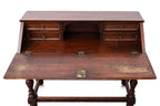 A COLONIAL DUTCH STYLE TEAK FALL FRONT DESK AND CAPTAINS CHAIR