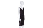 JIL SANDER - AN AUBERGINE SILK EVENING DRESS WITH STUDDED STRAPS