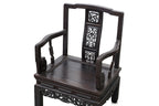 A SET OF SIX SIMILAR CHINESE CARVED HARDWOOD ARMCHAIRS