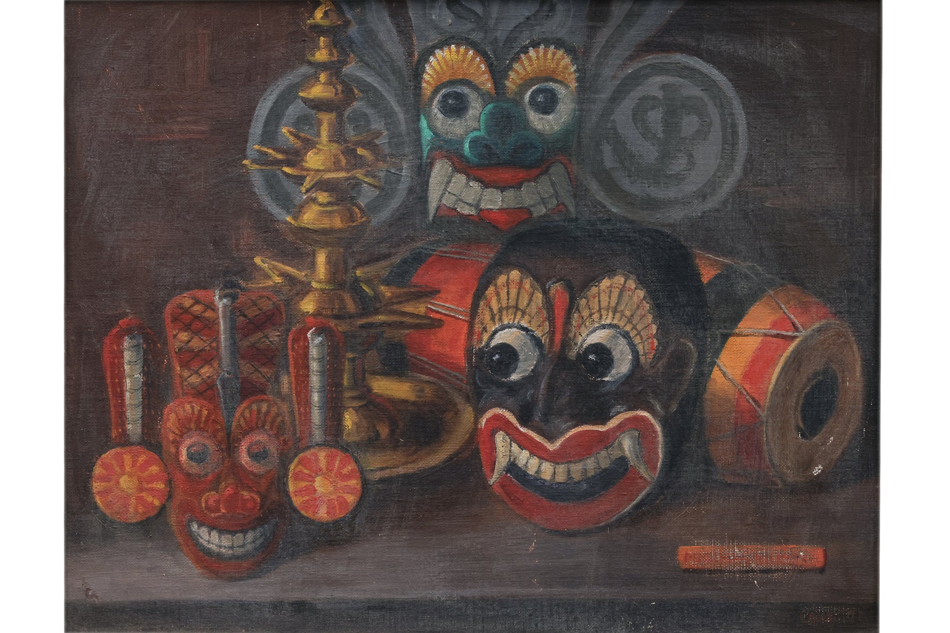UNATTRIBUTED (20TH CENTURY) - STILL LIFE OF MASKS