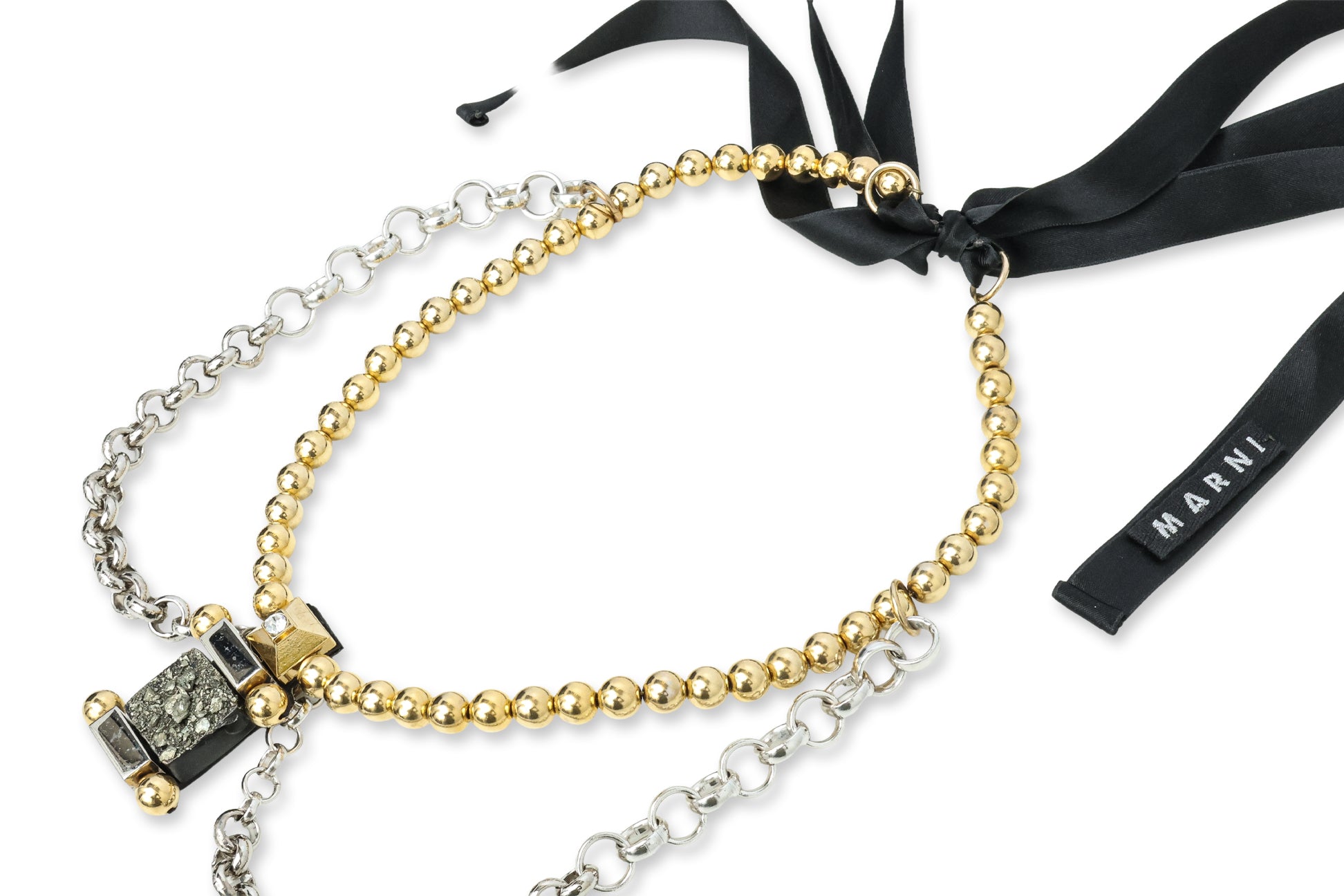 MARNI - A RAW STONE AND METAL STATEMENT NECKLACE
