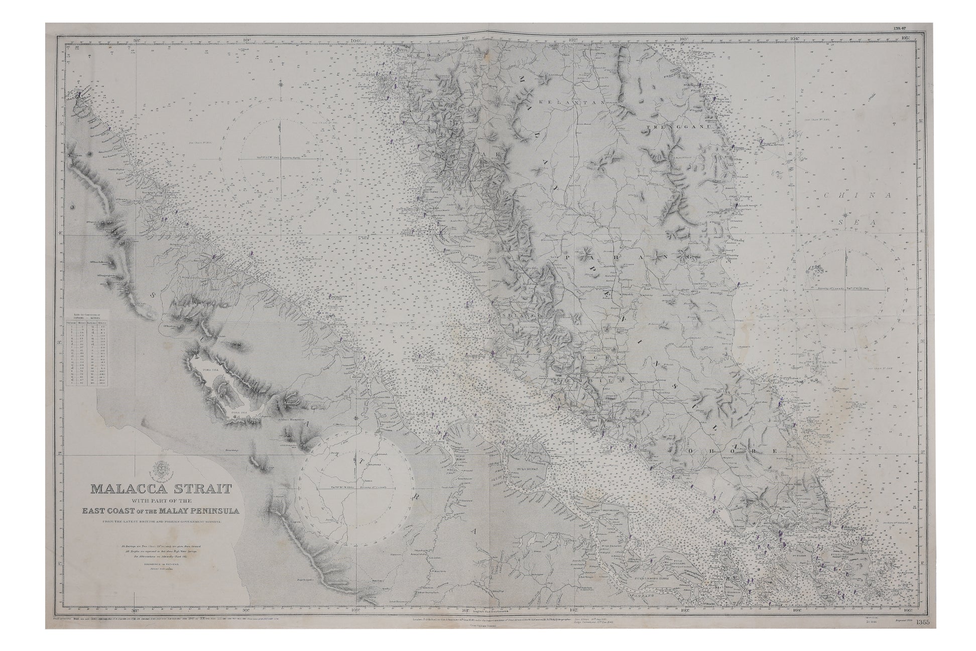 A 19TH CENTURY BRITISH MAP OF MALACCA STRAIT, MALAYA AND SINGAPORE