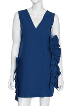 MSGM - A BLUE SLEEVELESS DRESS WITH RUFFLE DETAIL