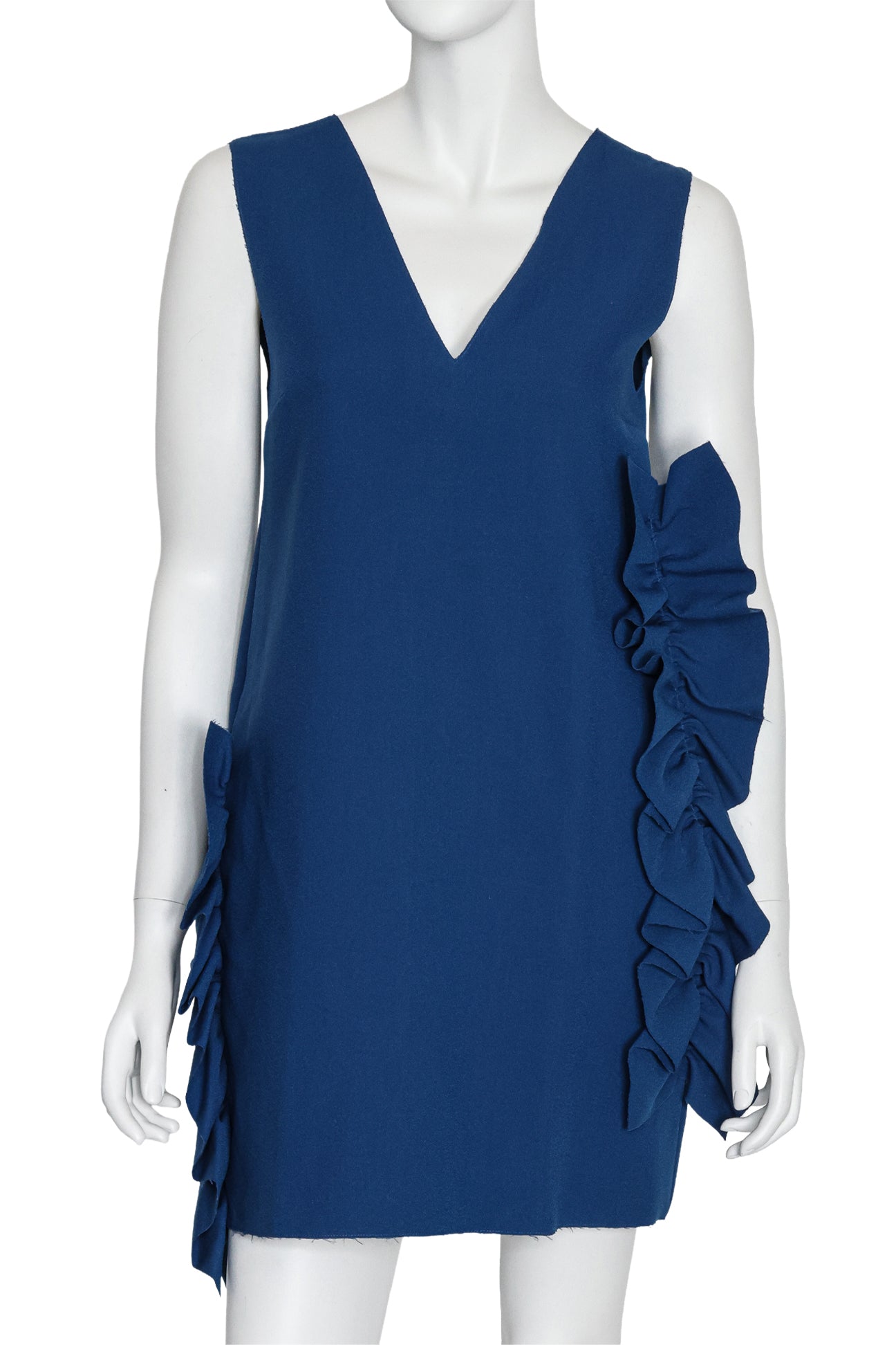 MSGM - A BLUE SLEEVELESS DRESS WITH RUFFLE DETAIL
