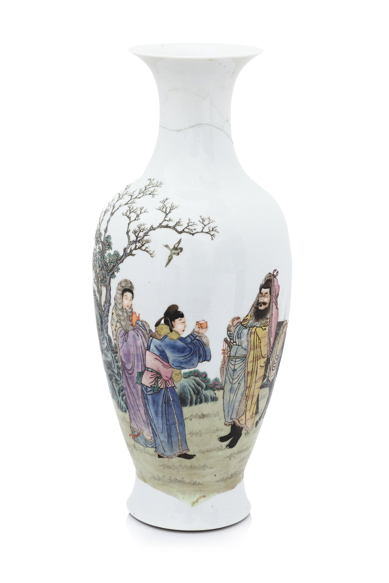 A FAMILLE ROSE PORCELAIN BALUSTER VASE