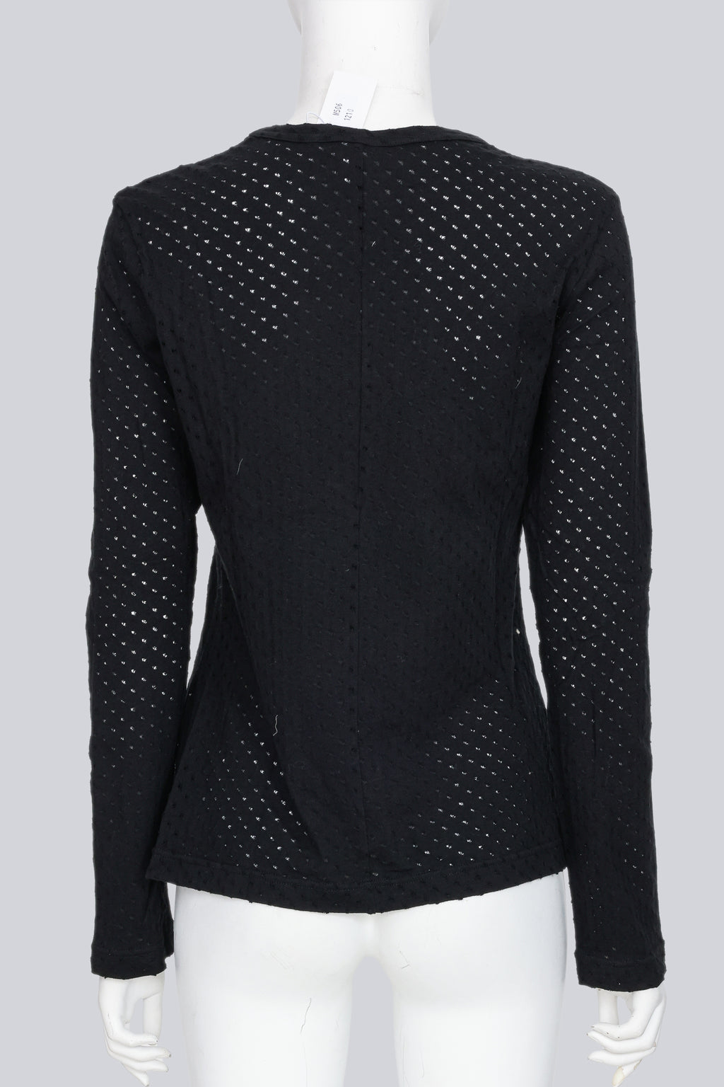 NOIR KEI NINOMIYA - A 2014 BLACK COTTON POINTELLE LONG SLEEVE T-SHIRT