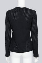 NOIR KEI NINOMIYA - A 2014 BLACK COTTON POINTELLE LONG SLEEVE T-SHIRT
