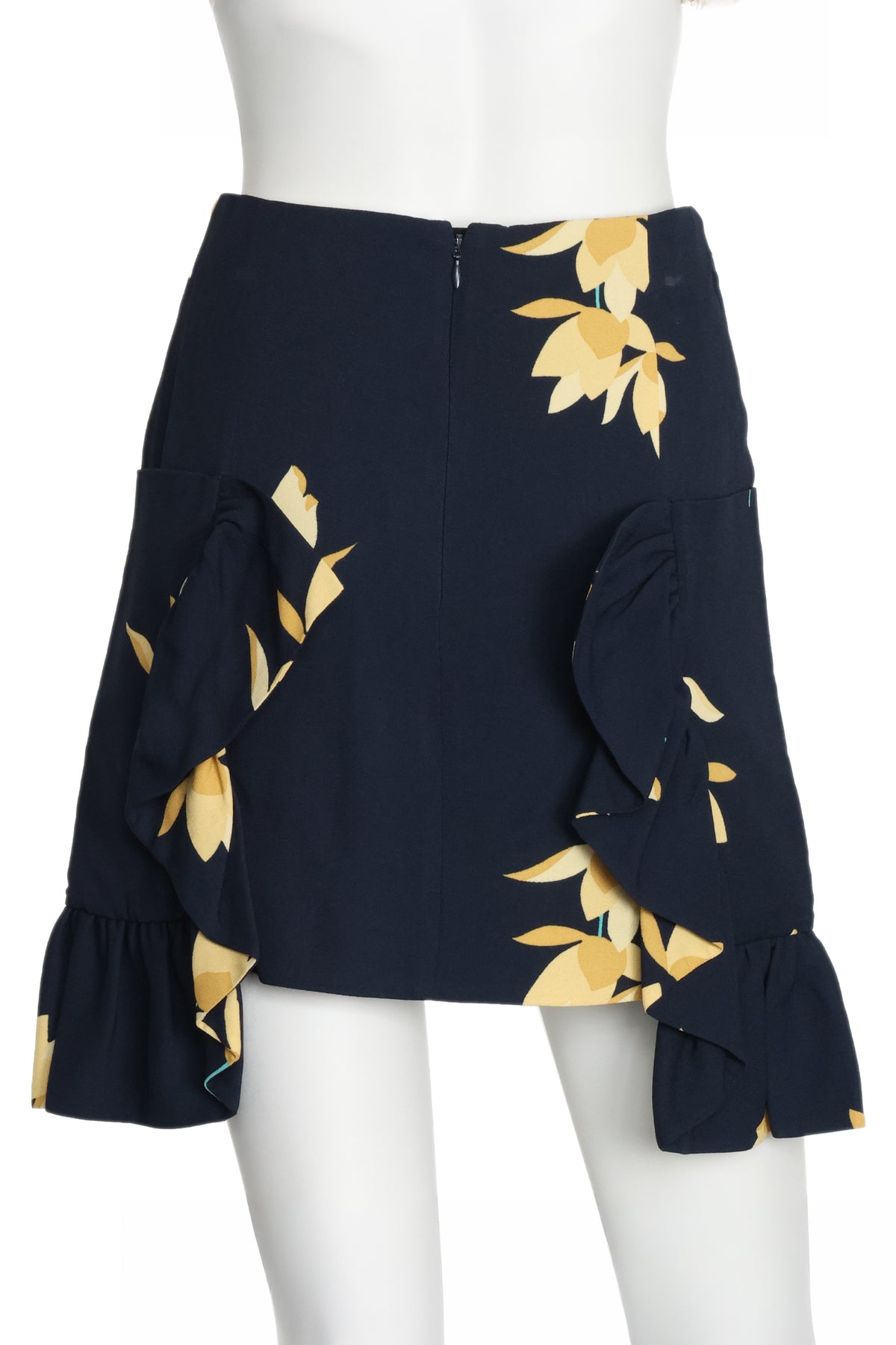 MARNI - A NAVY FLORAL PRINT RUFFLE SKIRT