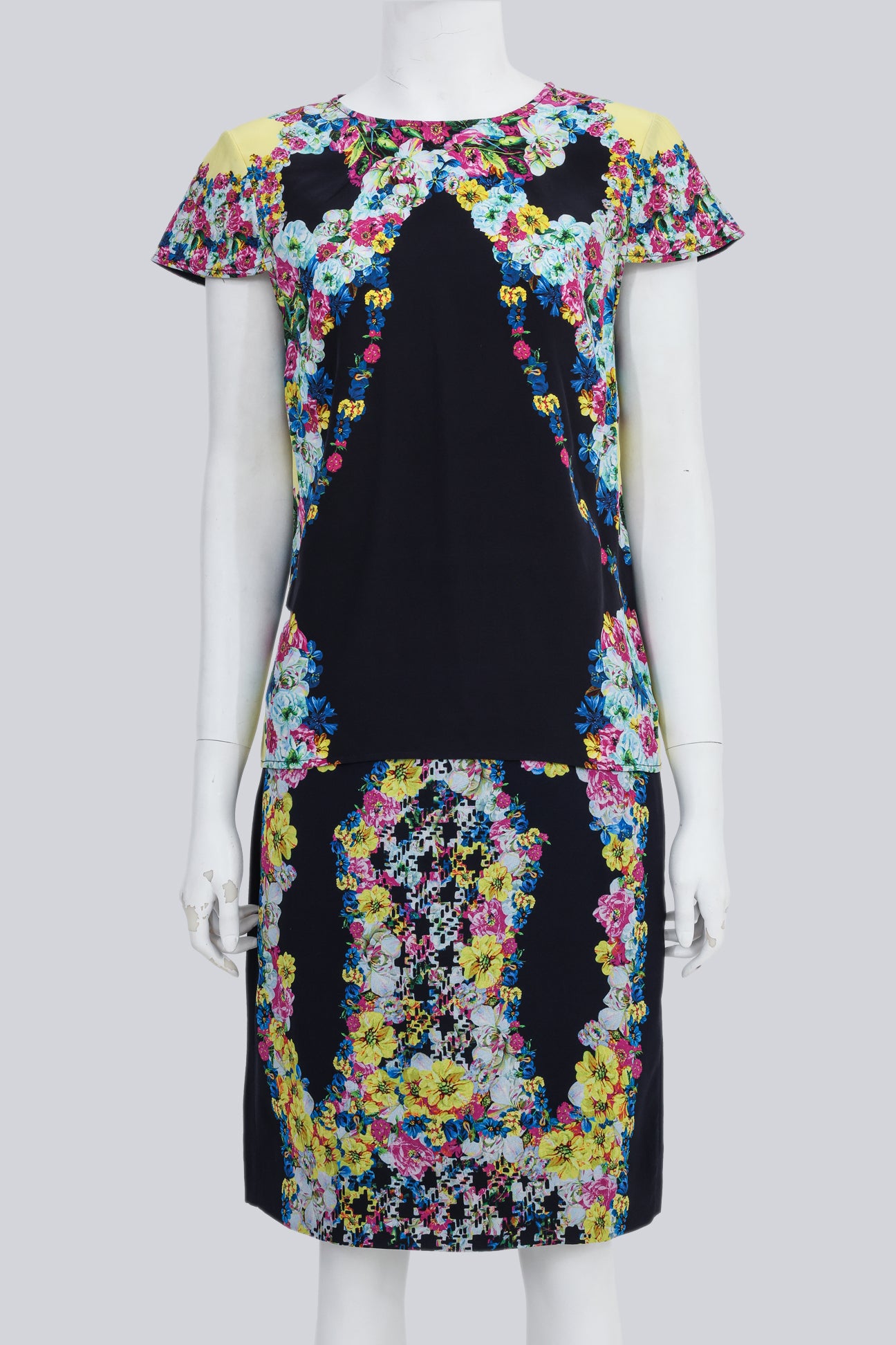 ERDEM - A BLACK AND NEON SILK FLORAL SET