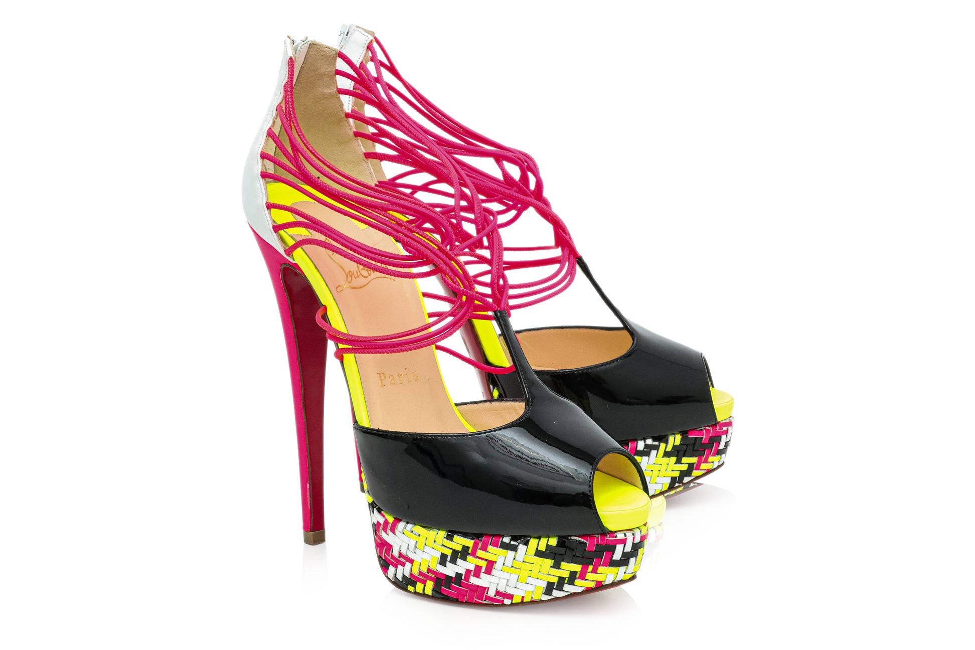 CHRISTIAN LOUBOUTIN - A PAIR OF 'CONFUSALTA 150' PLATFORM PUMPS
