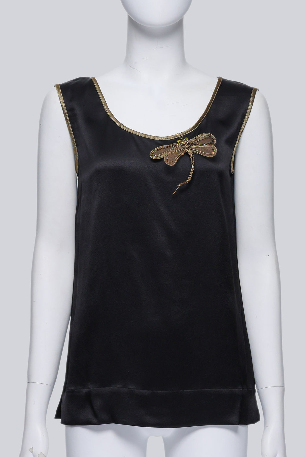 ALBERTA FERRETTI - A BLACK DRAGONFLY BROOCH SHIRT