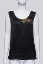 ALBERTA FERRETTI - A BLACK DRAGONFLY BROOCH SHIRT