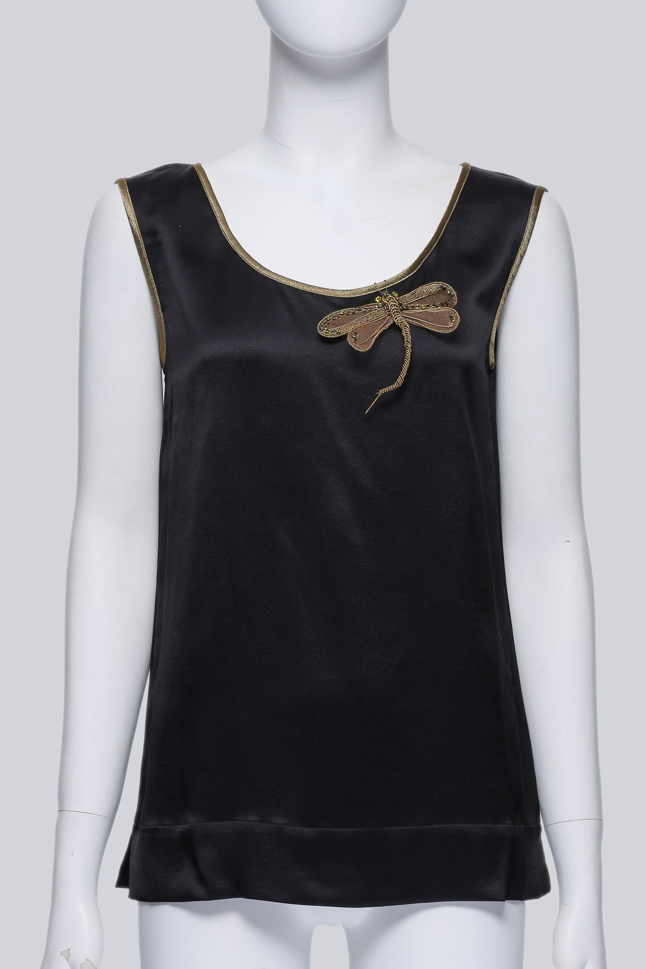 ALBERTA FERRETTI - A BLACK DRAGONFLY BROOCH SHIRT
