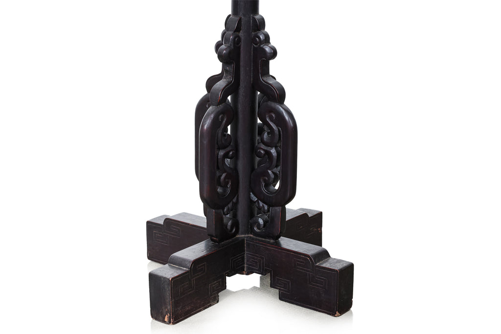 A PAIR OF BLACK LACQUER WOOD LANTERNS