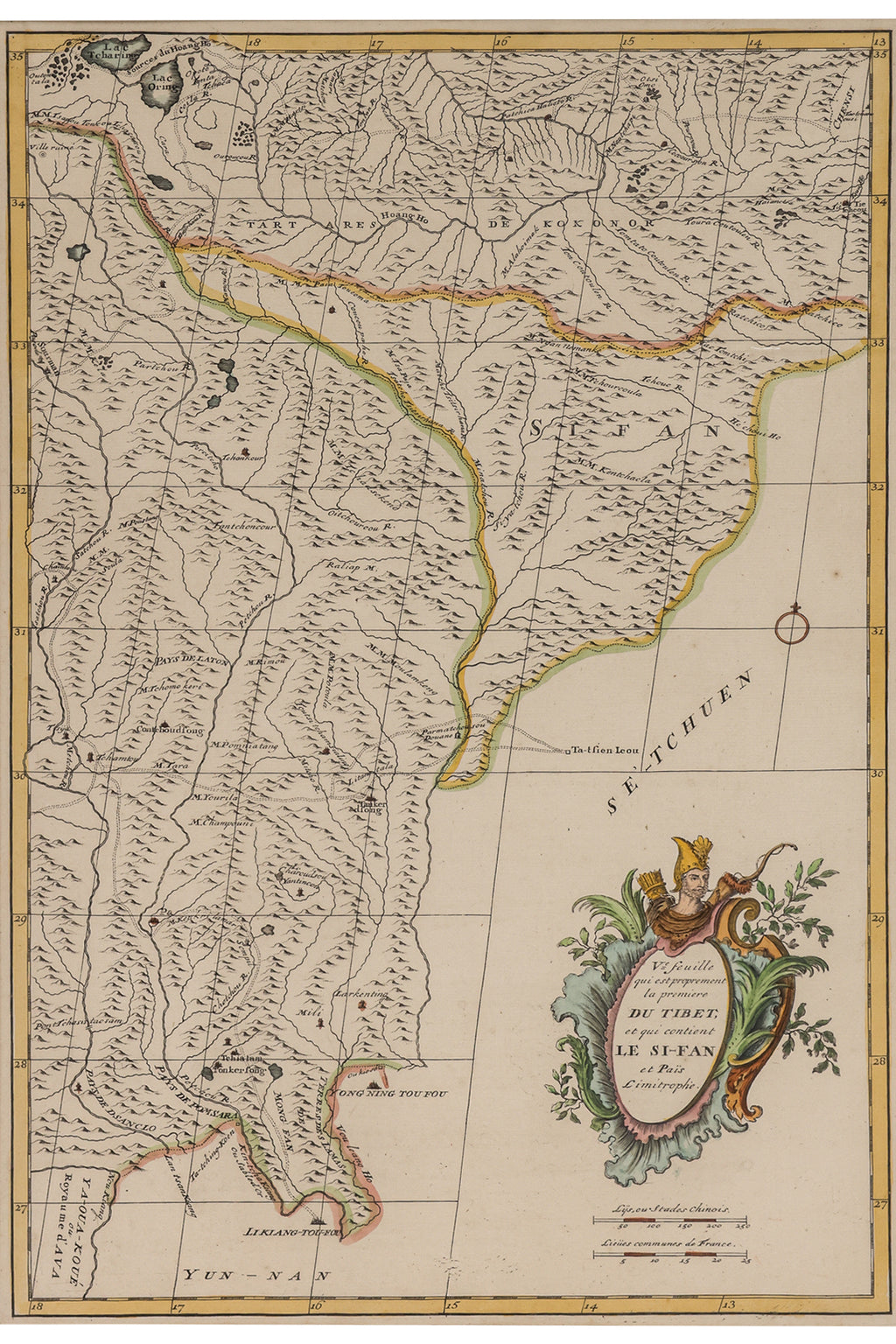 TWO EARLY HAND-COLOURED AND ENGRAVED MAPS OF TIBET, JEAN B. B. D'ANVILLE, 1737