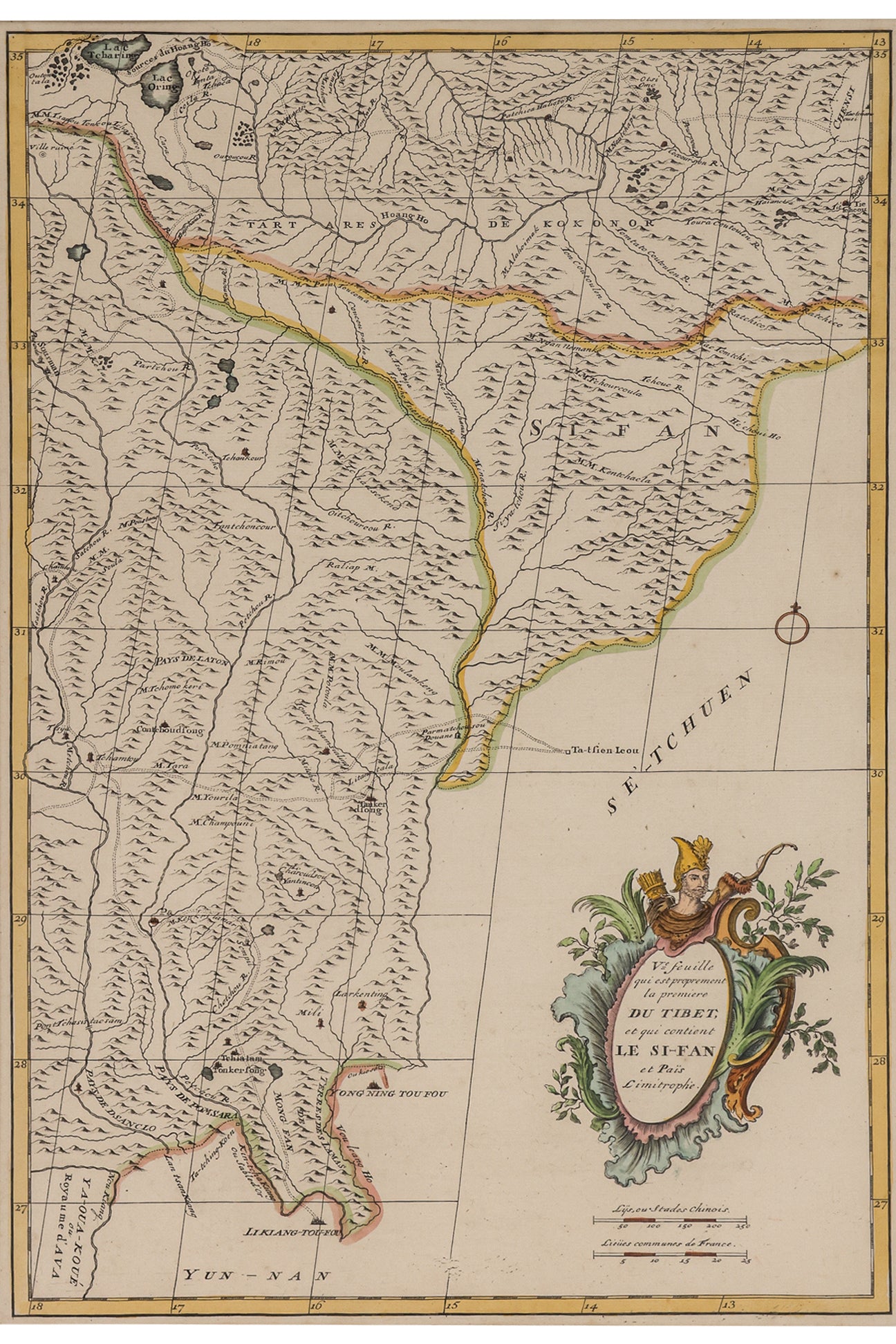 TWO EARLY HAND-COLOURED AND ENGRAVED MAPS OF TIBET, JEAN B. B. D'ANVILLE, 1737